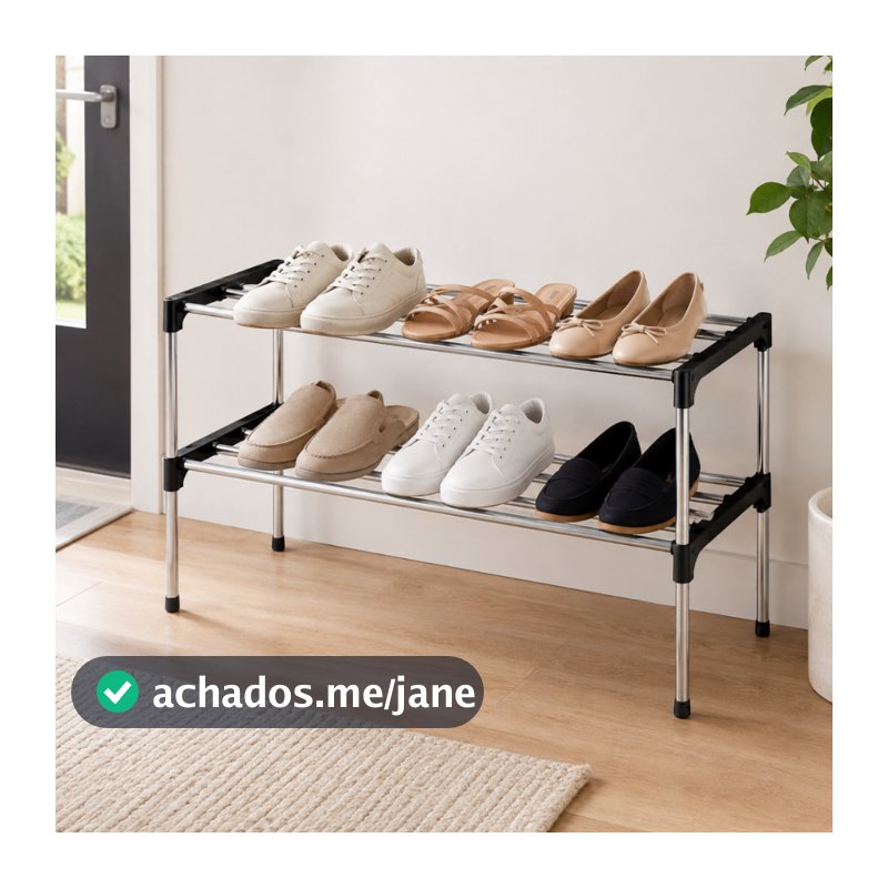 Sapateira Vertical Luxo 6 Pares 2 Prateleiras Marca Topen Home Aço Cromado