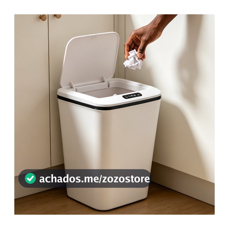 Lixeira com Sensor Automático 16L Recarregável Abertura Inteligente para Cozinha Banheiro Quarto Escritório