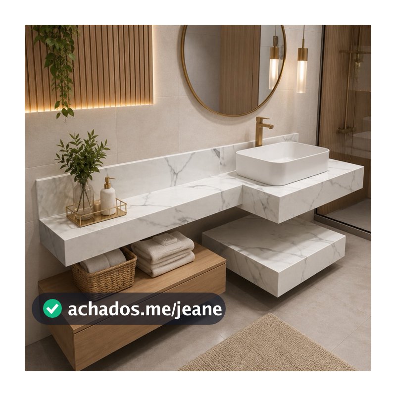 Kit Bancada em Porcelanato Prateleira + Extensor | 50x40 | 60x40 | 70x40