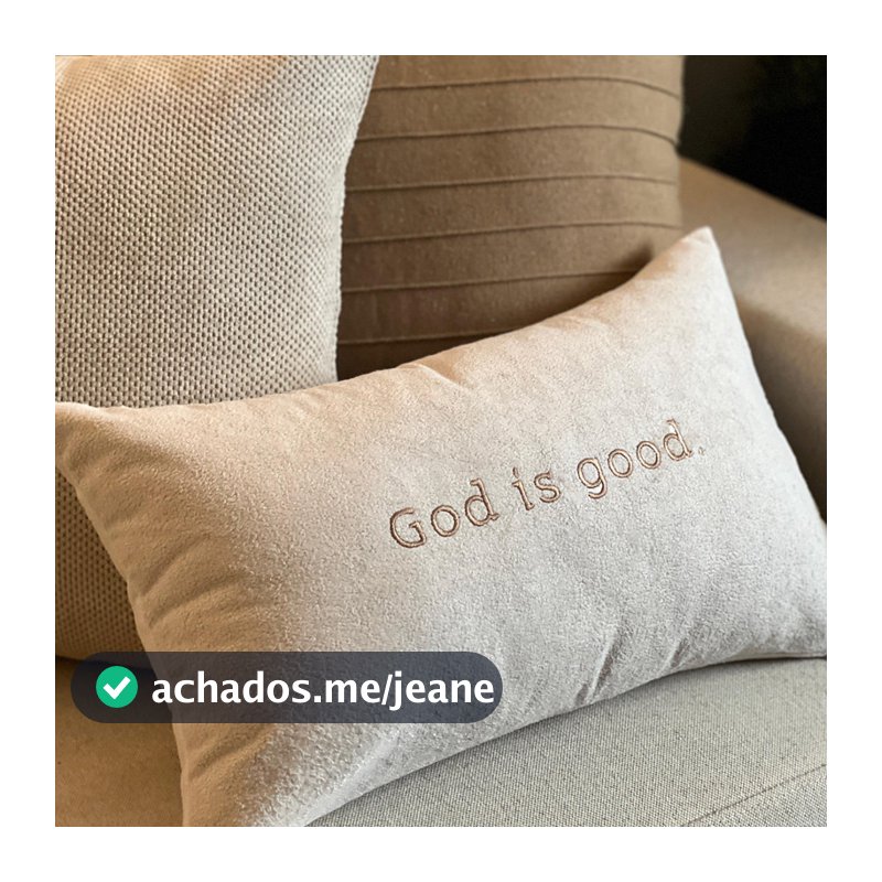 Capa de Almofada Bordada God is Good Retangular 30x50