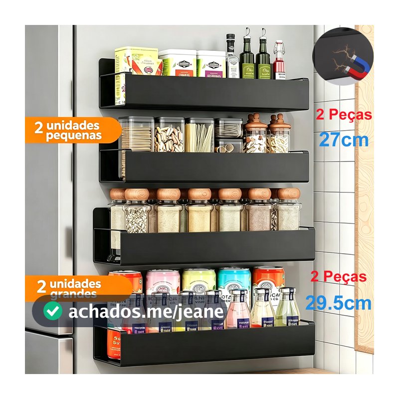 Kit 2/4 Prateleira Magnética Suporte Cozinha Organizador Para Geladeira Cozinha Máquina De Lavar Temperos