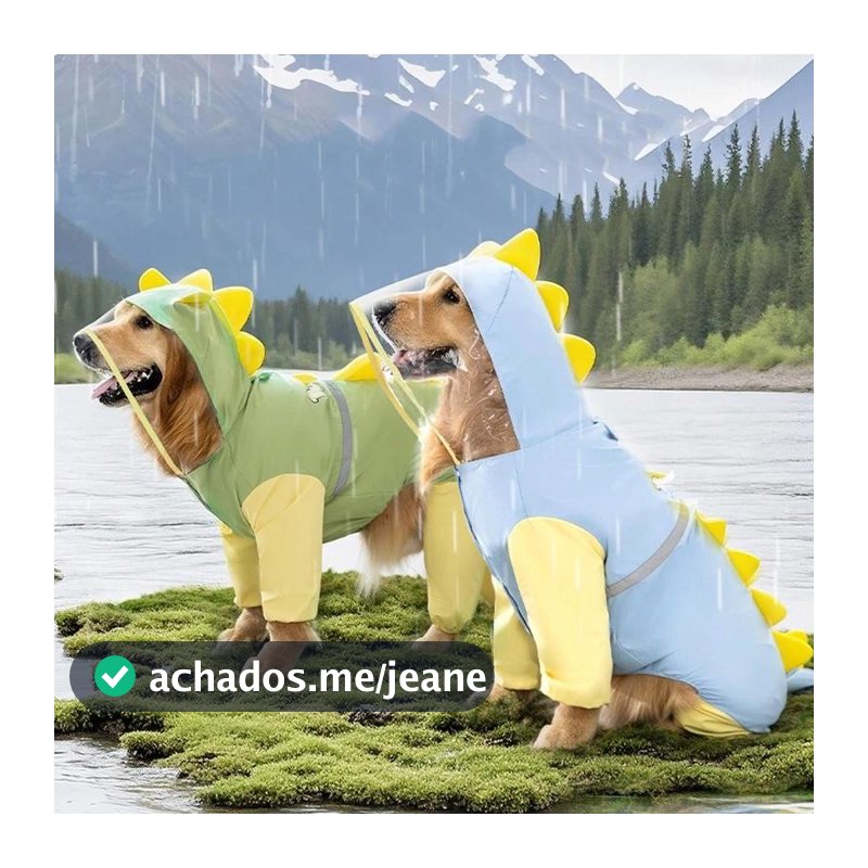 3XL-8XL Grande Cão Dinossauro Capa De Chuva Golden Retriever Quatro Pernas Roupas À Prova Dwaterproof Água Pet Verão Tud