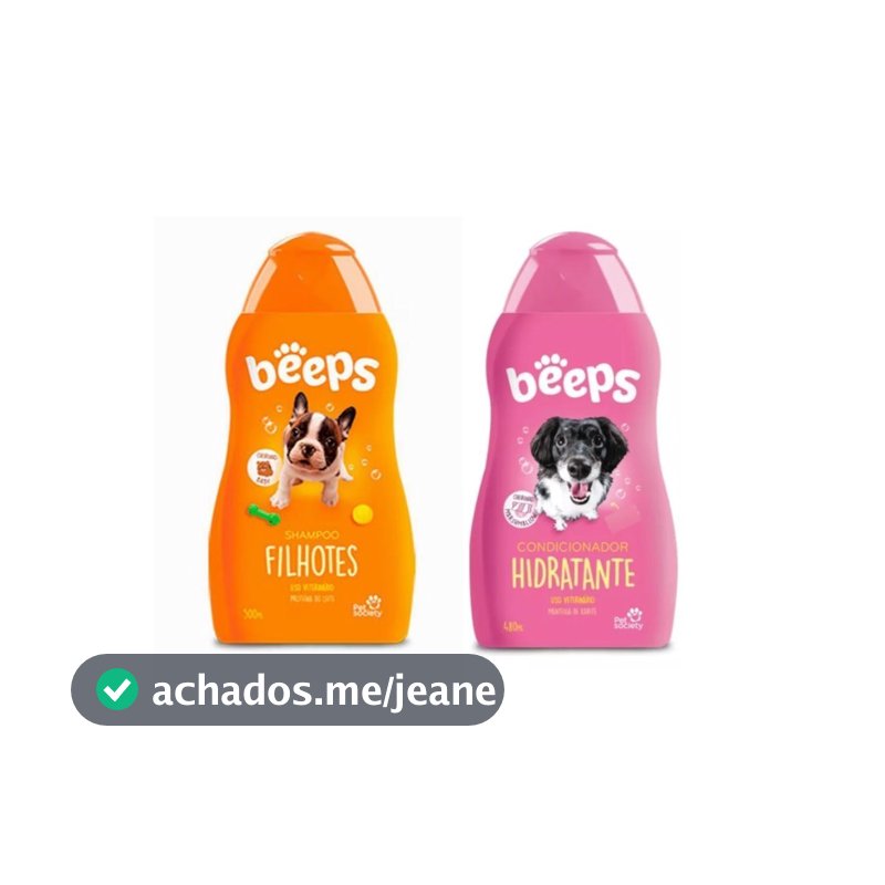 1 Shampoo Cães Filhotes Beeps E 1 Condicionador Pet Society