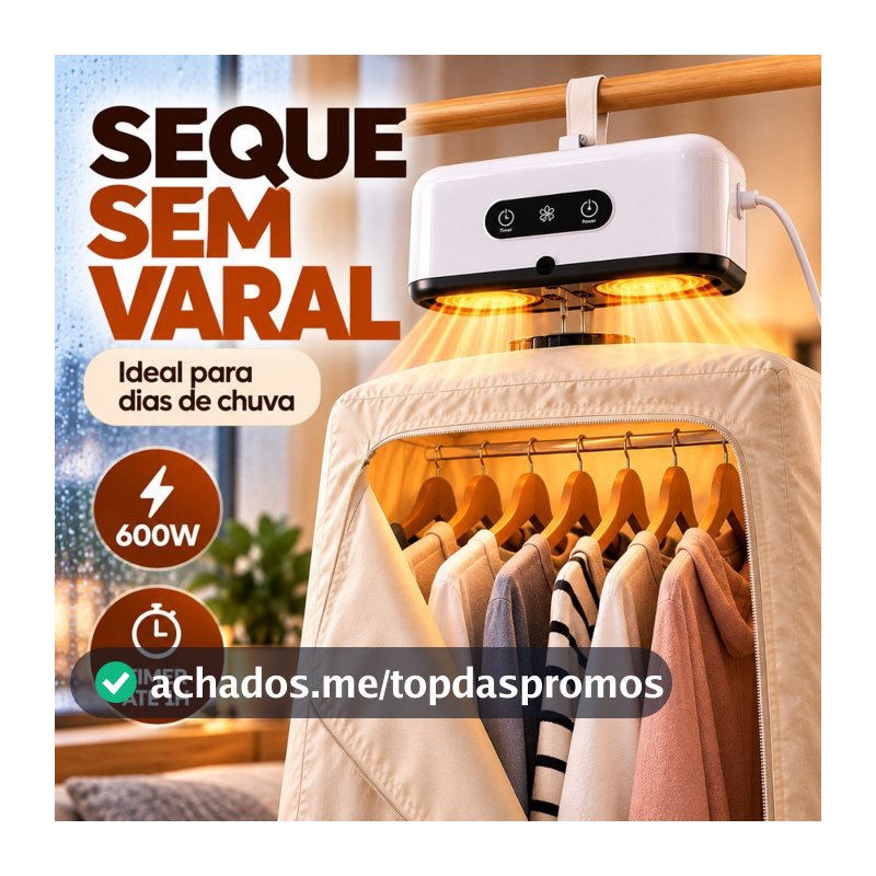 Secador De Roupas Portátil Elétrico Aquecedor Varal Dobrável Secagem Rápida