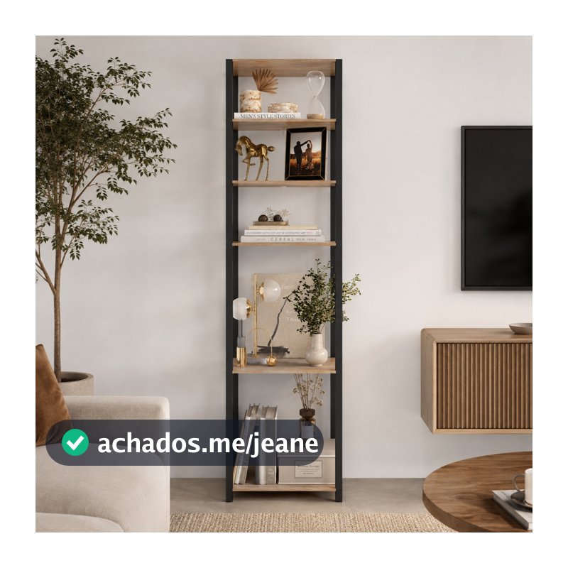 Estante Industrial Decorativa Madeira e Metal Organizador Multiuso Sala Quarto Escritório Home Office