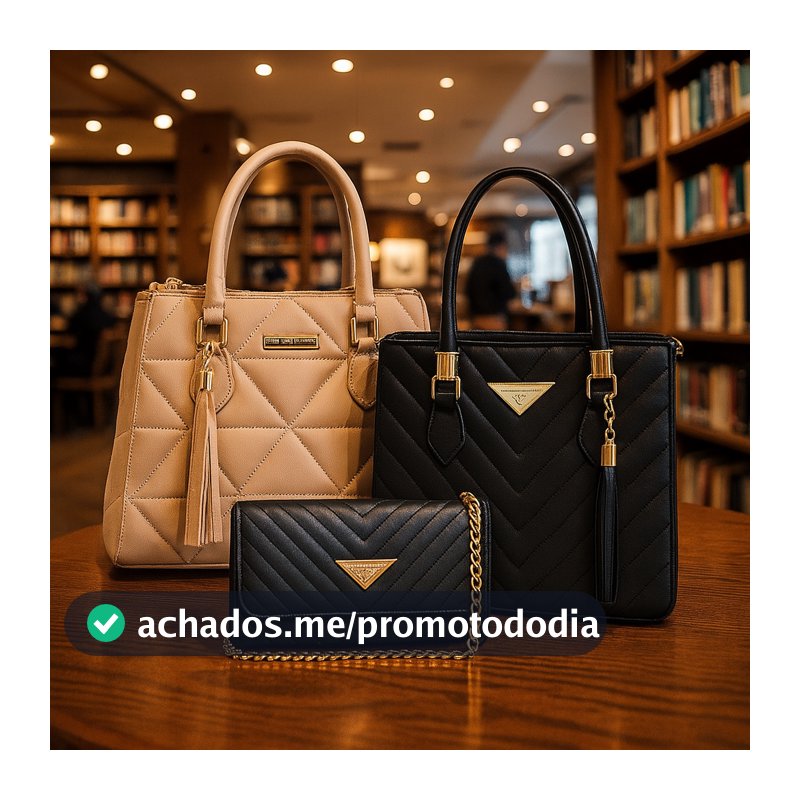 Kit 3 em 1 Bolsa Feminina Média e Bolsa Pequena Vegas Shopbag