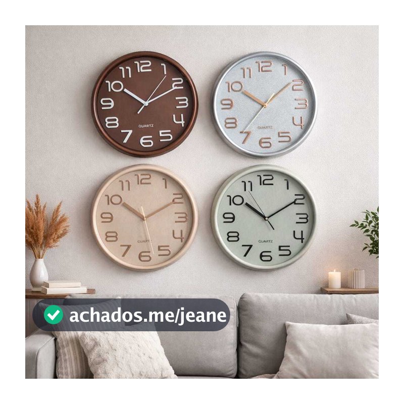 Relógio de Parede 30cm Grande Moderno Silencioso Decorativo para Sala Cozinha Quarto Escritório