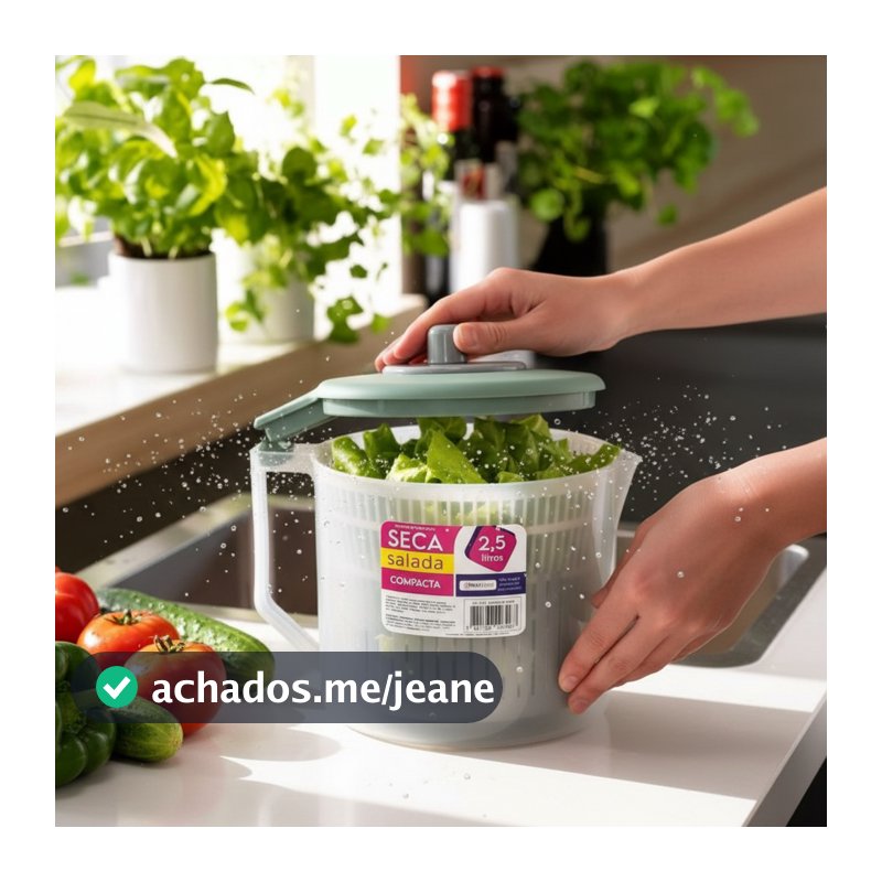 Secador de Salada Manual Centrífuga 2,5L p/ Folhas Frutas Verduras Legumes Mega Oferta Envio Rápido!