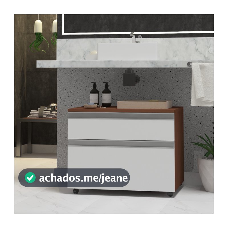 Armário de Banheiro com rodinhas multifuncional Safira MDF 60cm