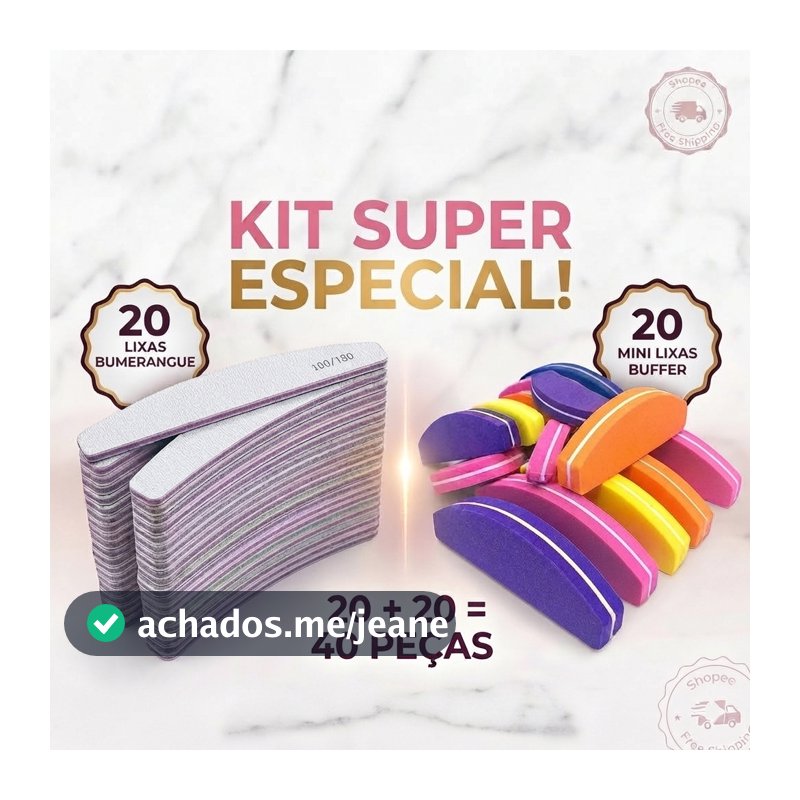 20 Bumerangue 100/180 + 20 Mini Buffer Colorida Profissional