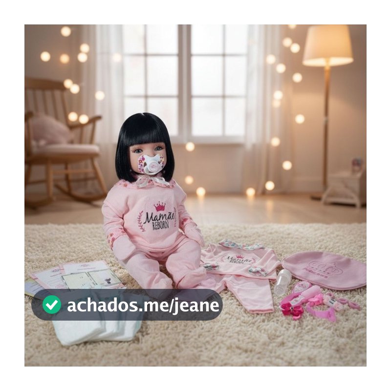 Boneca Bebê Reborn Realista Menina Silicone + Enxoval | Bolsa | Roupa e Acessórios Mamãe Reborn - 48cm!