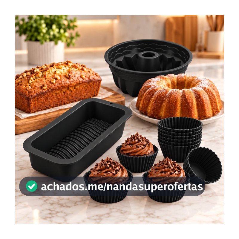 Kit  Formas de Silicone Pão Cupcake e Espiral Antiaderente Flexível Culinária Freezer Forno Air Fryer