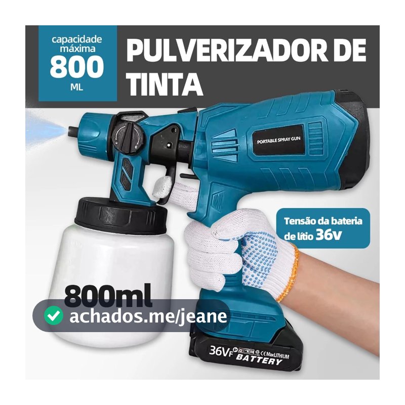 Compressor Elétrico Sem Fio Do Pulverizador Da Pintura Pistola De Com Bocal Metal