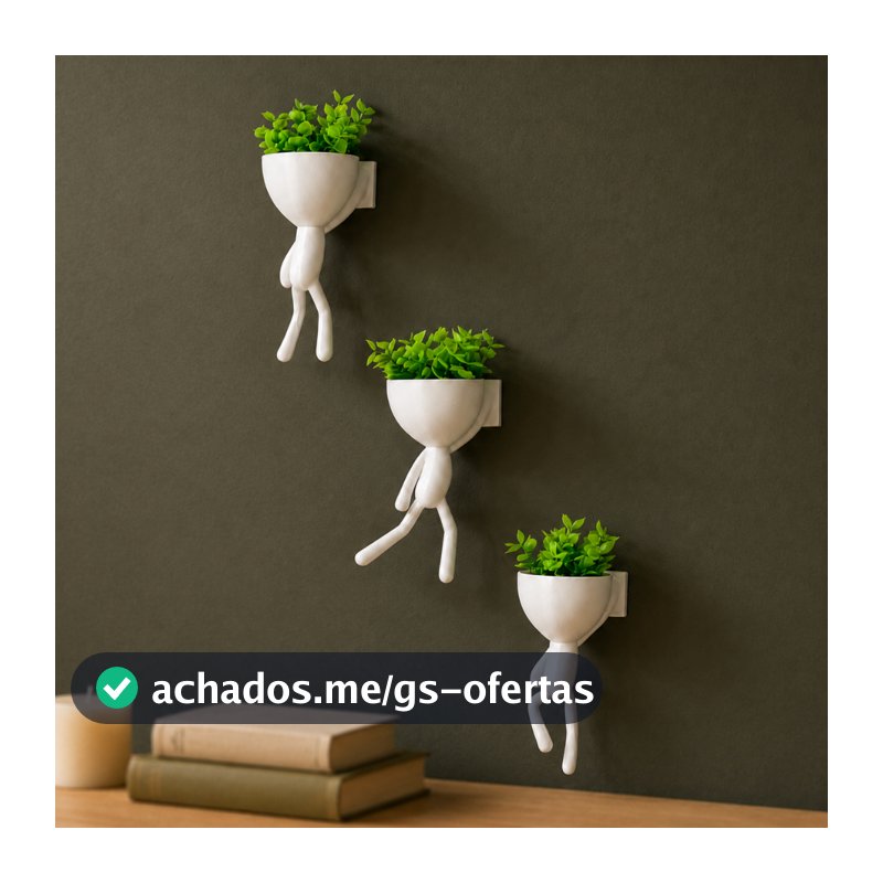Kit 3 Mini vasos Alpinistas com flor planta artificial vasos cachepot decorativos para sala casa decorar enfeite