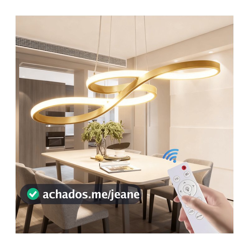 Lustre Moderno De Controle Remoto 110V-220V Dourado 75cm 3 Cores Pendentes Vários Modelos Para Sala De Estar