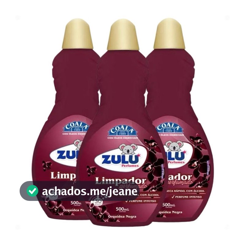 Kit 3 Limpador Multiuso Perfumado Zulu Coala 500ML Fragrância Orquidea Negra