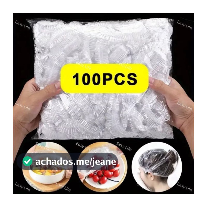 KIT 100/200/300 Tampas De Plástico Descartável Para Alimento Toucas Descartáveis Cozinha Multiuso