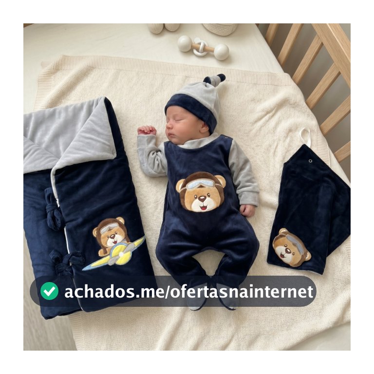 Saída Maternidade Bebê Menino Urso Aviador com Saco De Dormir Plush Quentinho Enxoval Maternidade