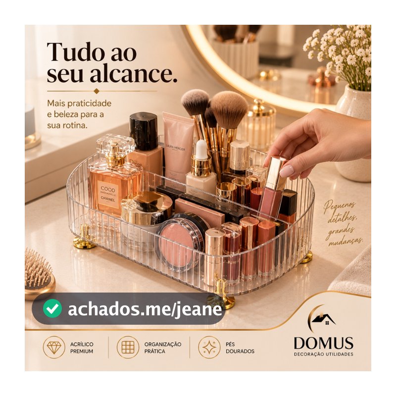 Organizador Maquiagem Acrílico Transparente Porta Objetos Cosméticos Perfumes Penteadeira Multiuso Cosméticos e Perfumes
