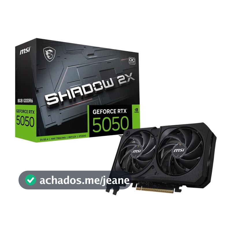 Placa de Vídeo NVIDIA GeForce MSI RTX5050 8GB Shadow  GDRR6 128 Bits - 912-V538
