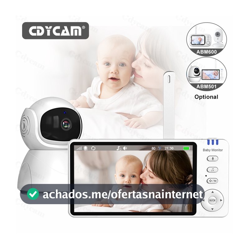 Monitor De Bebê Com Vídeo De 5 Polegadas , Alta Resolução , Babá , Câmera De Segurança , Visão noturna,Temperatura