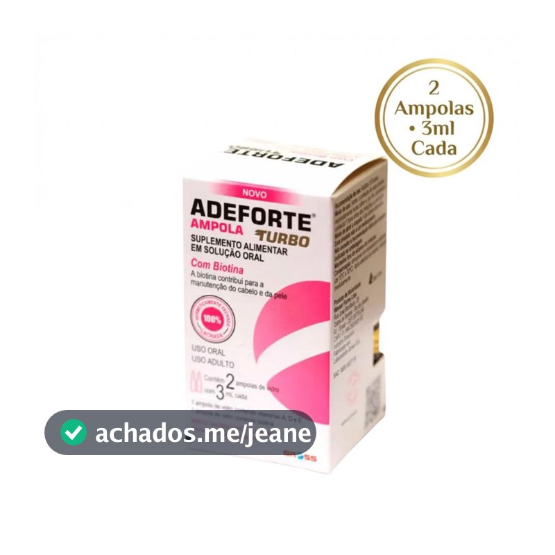 Adeforte Turbo + Biotina 2 Ampolas 3ml | Vitaminas A D E e B7 | Suplemento Alimentar