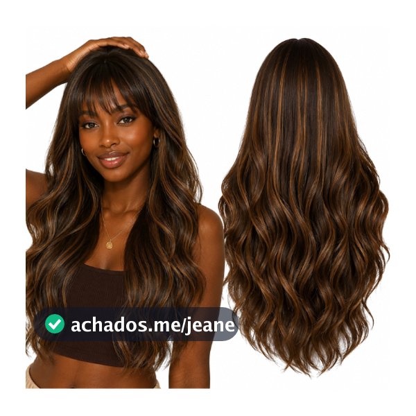 Peruca Lace Ondulada Com Franja Wig Super Natural Premium