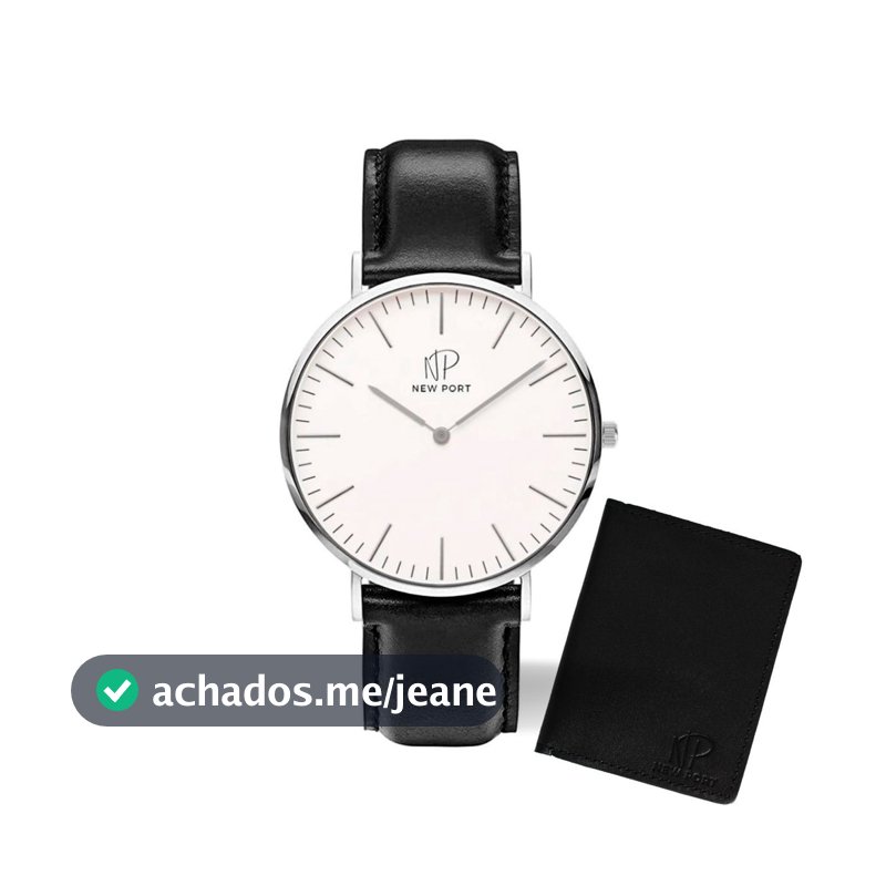 Relógio Preto Masculino Casual Clássico + Carteira Couro