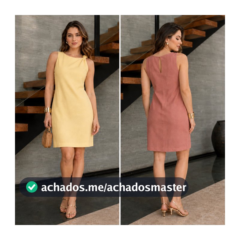 Vestido Curto Marrant Feminino Nó no Ombro com Bolso Elegante Social Casual Festa Jantar Verão Leve Básico