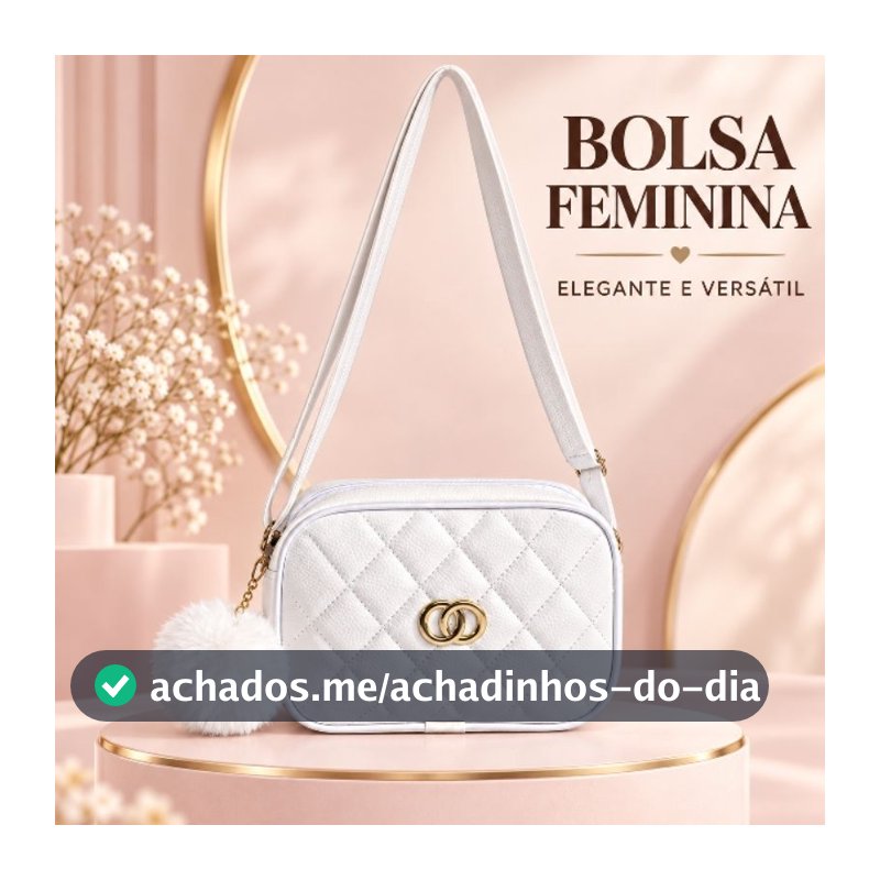 Bolsa Feminina Transversal Matelassê Pequena com Pompom Alça Ajustável