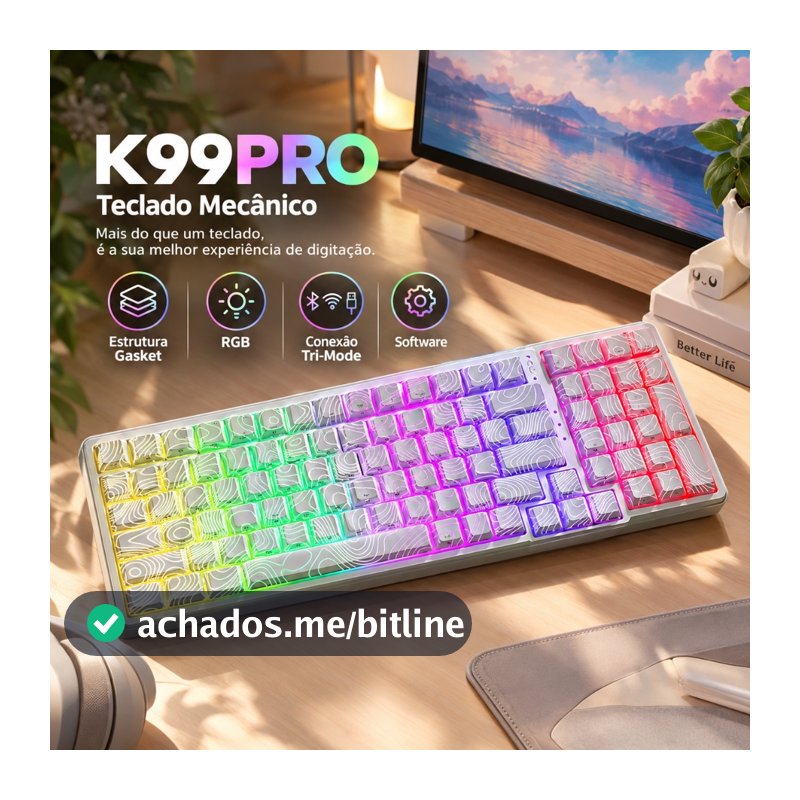 K99PRO Teclado Mecânico Escritório Gasket BT 2.4G USB RGB Hot Swap 5 pinos Switch Software NKRO PC tablet notebook