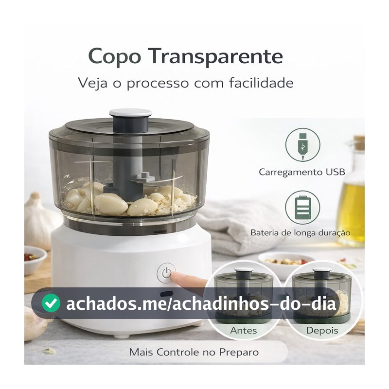 Mini Processador de Alimentos Elétrico Triturador de Carne Alho Cebola Legumes Picador Cozinha Portátil 350ML ANJGG BRA