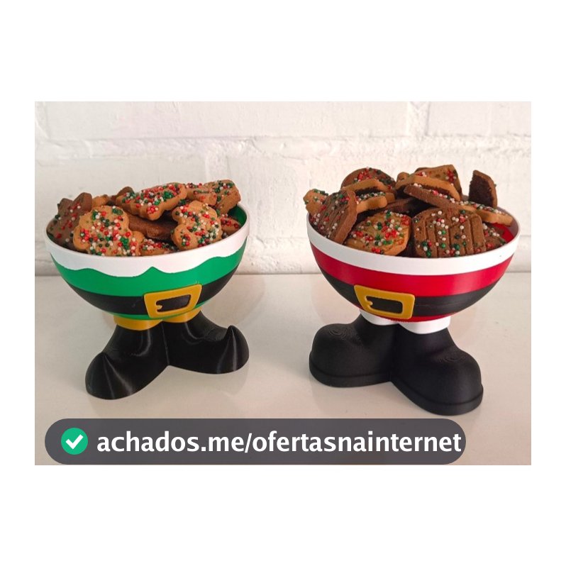 Tigelas de Natal em formato de pés - Papai Noel, Elfo - Impressão 3d