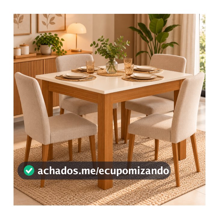 Mesa de Jantar 4 Lugares Retangular Bellagio Poliman