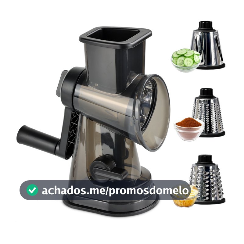 Lumai Ralador Fatiador de Legumes Verduras Alimentos Manivela 3 Lâminas Aço Inox Queijo Cozinha