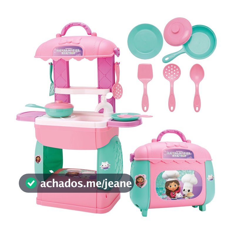 Bag Kitchen Casa Mágica Da Gabby Mini Cozinha Infantil Maleta 2 Em 1 Portátil  - Bambola