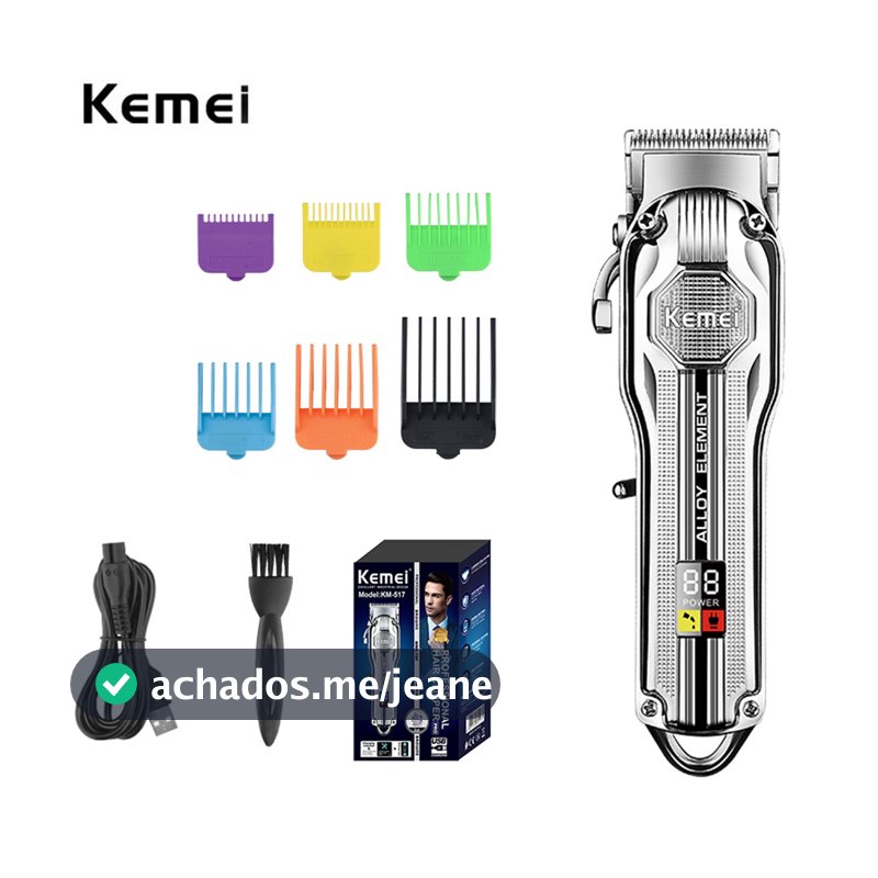 Kemei Poderosa Homens Barbeiro Aparador Cortador De Cabelo Elétrico Máquina De Corte Grooming Kit Corpo De Metal