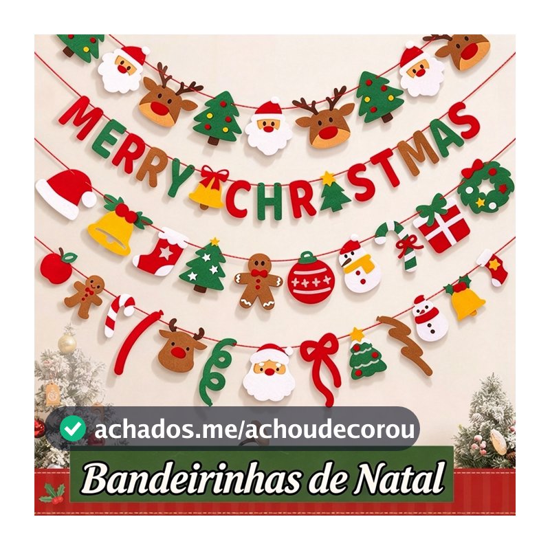 Merry Christmas Decorative Strip 3 Meters Papai Noel e Alphabet and Reindeer Christmas Decorations