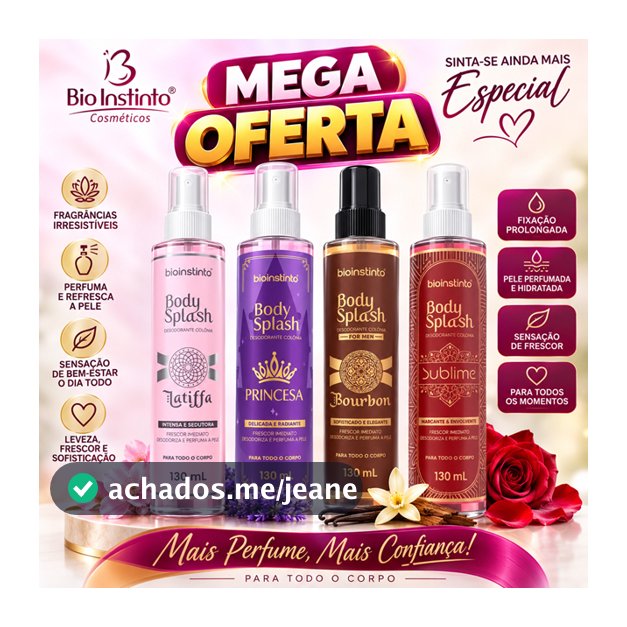 4 Desosodorante Colônia Body Splash 130ml - Bio Instinto