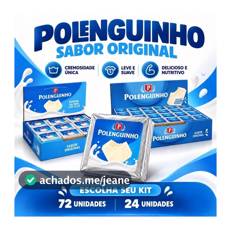 Polenguinho Queijo Processado Original 17g I 24 Unidades I 72 Unidades