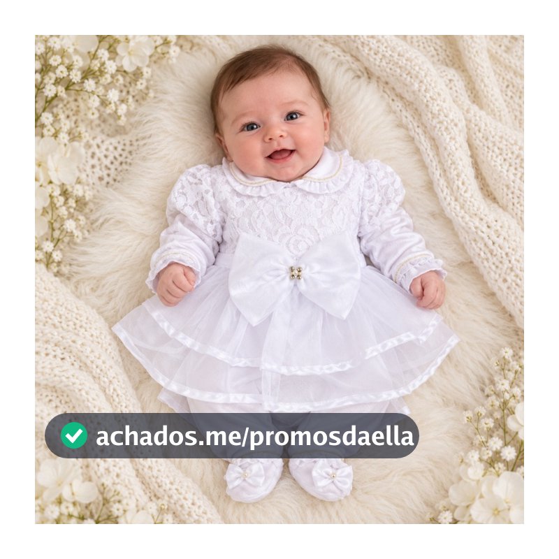Macacão bebê menina com vestido Mariana