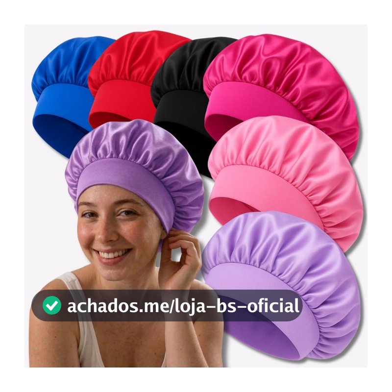 Touca De Cetim Dupla Face Anti Frizz Hidratação Para Dormir Confortável Faixa Grossa Cores Variadas Envio Imediato