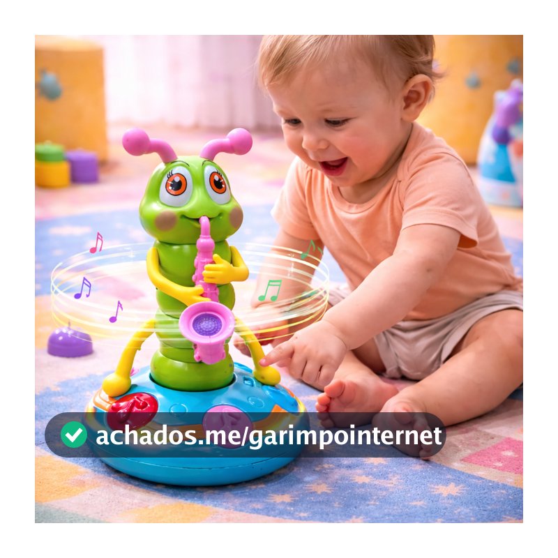 Lagarta Musical Dançante Infantil 360° Luzes Sons Brinquedo Interativo Educativo Bebê Infantil