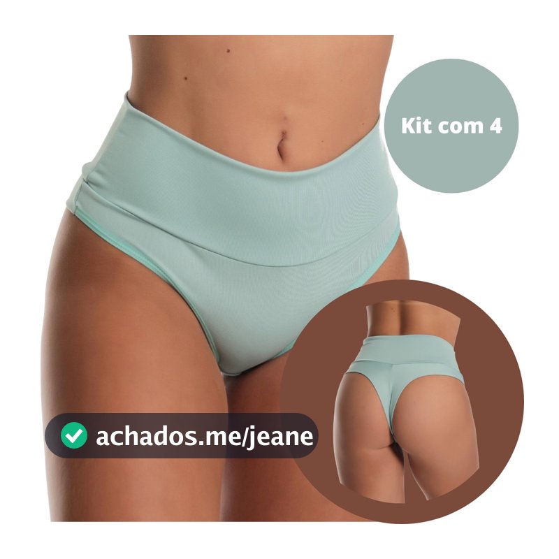 4 Calcinhas Modeladora Cós Alto Fio Duplo Kit Lingerie