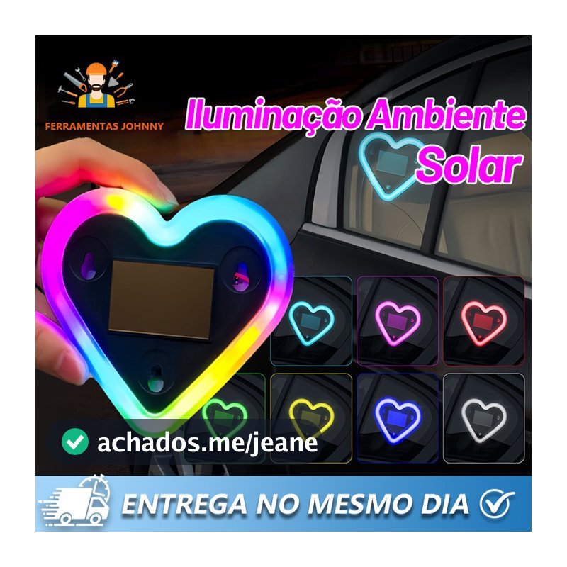 Luz Solar LED Atmosférica Universa Para Carro-Janela Triangular Em Formato De Coração,Sem Fiação para carro janela