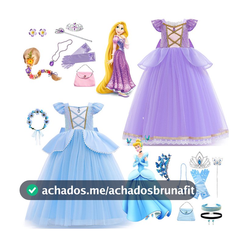 Rapunzel E Cinderela Vestidos De Princesa Traje Vestido Para Crianças Meninas Festa Halloween Natal Cosplay 2-10 Anos De