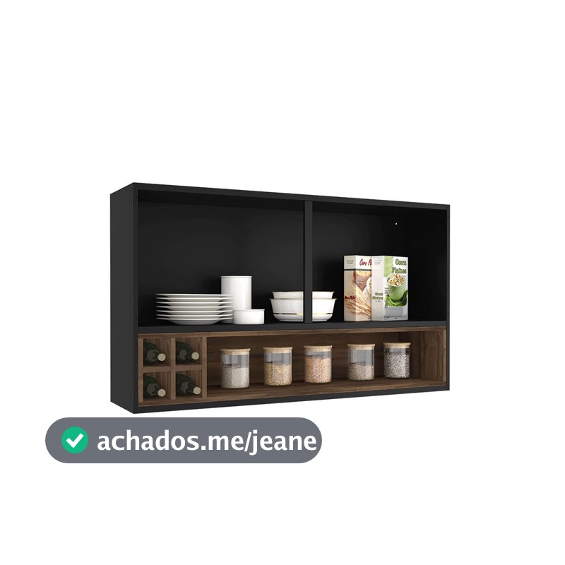 Armário Aéreo de Cozinha Exclusive Itatiaia 2 Portas e Nicho Garrafeiro
