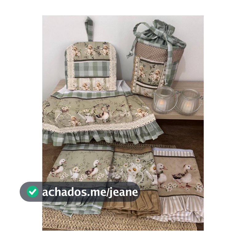 Coleção Fofura - Pano de prato, bate mão, cestinho