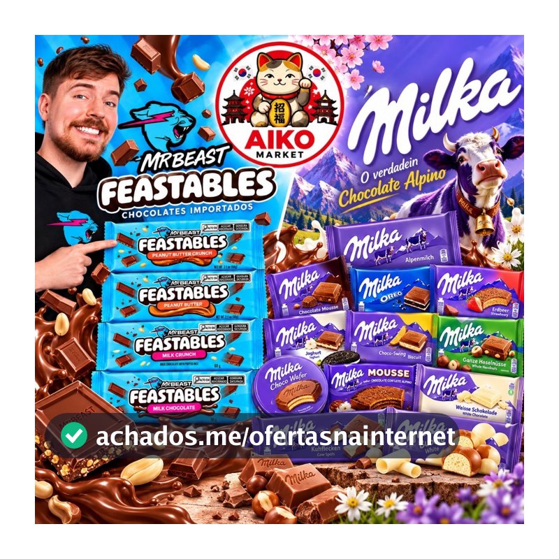 Chocolate Feastables MrBeast 60g e Milka Importado  Milk Chocolate, Milk Crunch e Peanut Butter