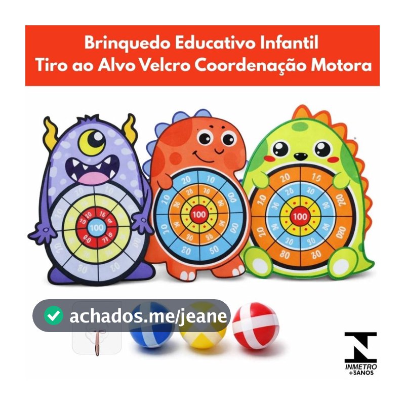 Brinquedo Educativo Infantil Tiro ao Alvo Velcro Coordenação Motora Criança